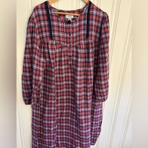 Vintage Lord And Taylor 3X  Flannel Plaid Nightgown Bow Lace Classic Granny